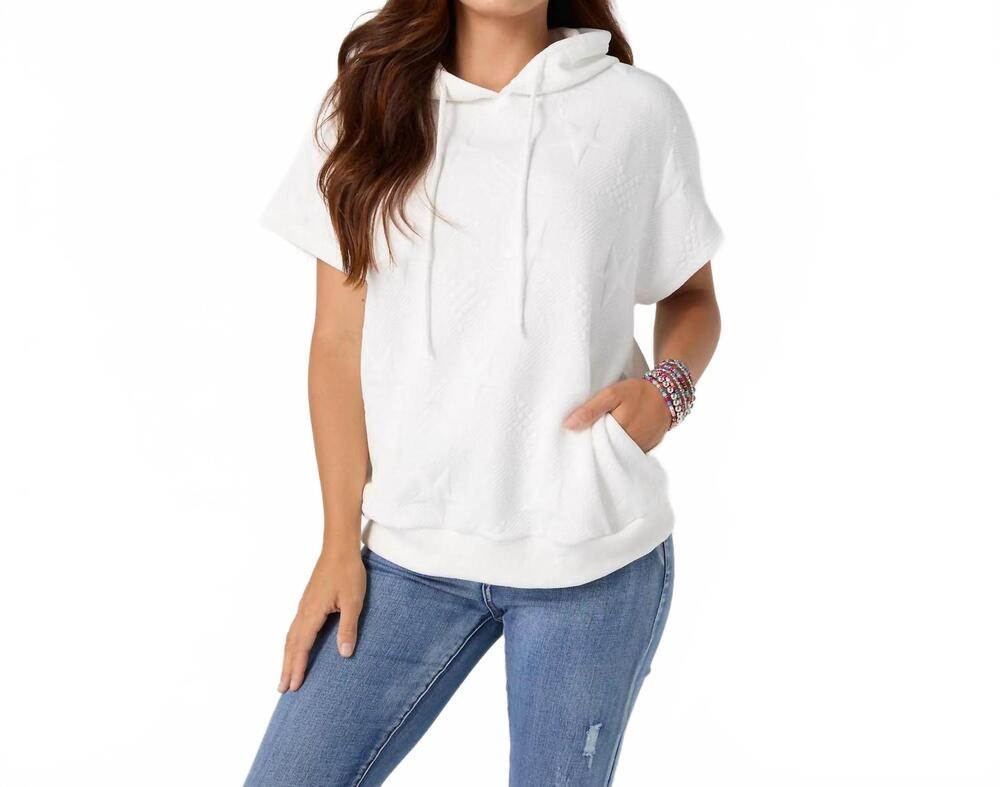 NEW COCO + CARMEN arianna short sleeve hoodie in white